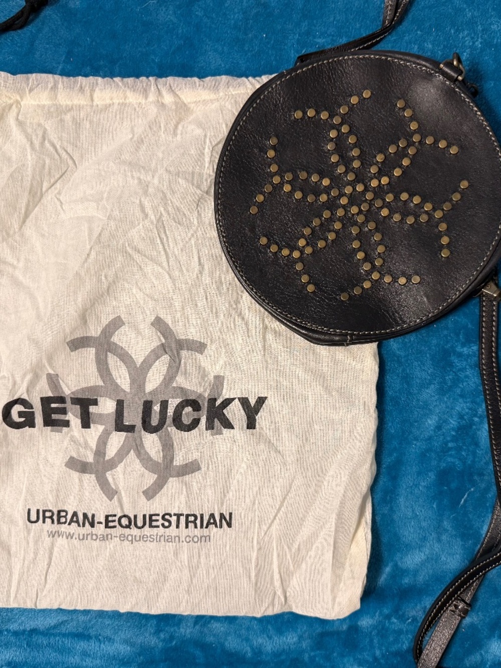 Urban-Equestrian Black Studded Leather Crossbody Purse